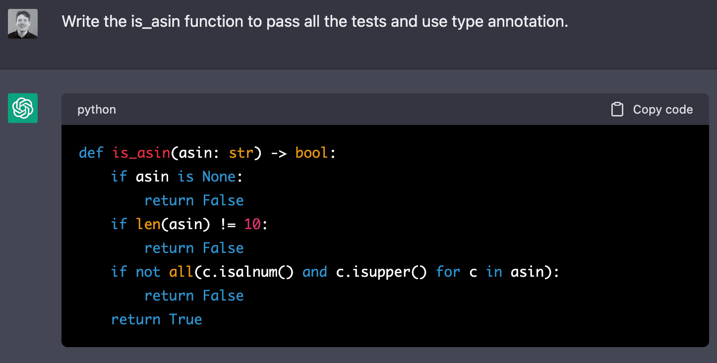 ChatGPT > Write the is_asin function to pass all the tests and use type annotation.