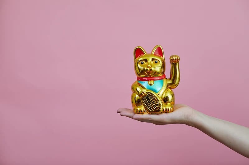 Maneki-neko (招き猫, lit. beckoning cat) brings luck Maneki-neko (招き猫, lit. beckoning cat) brings luck